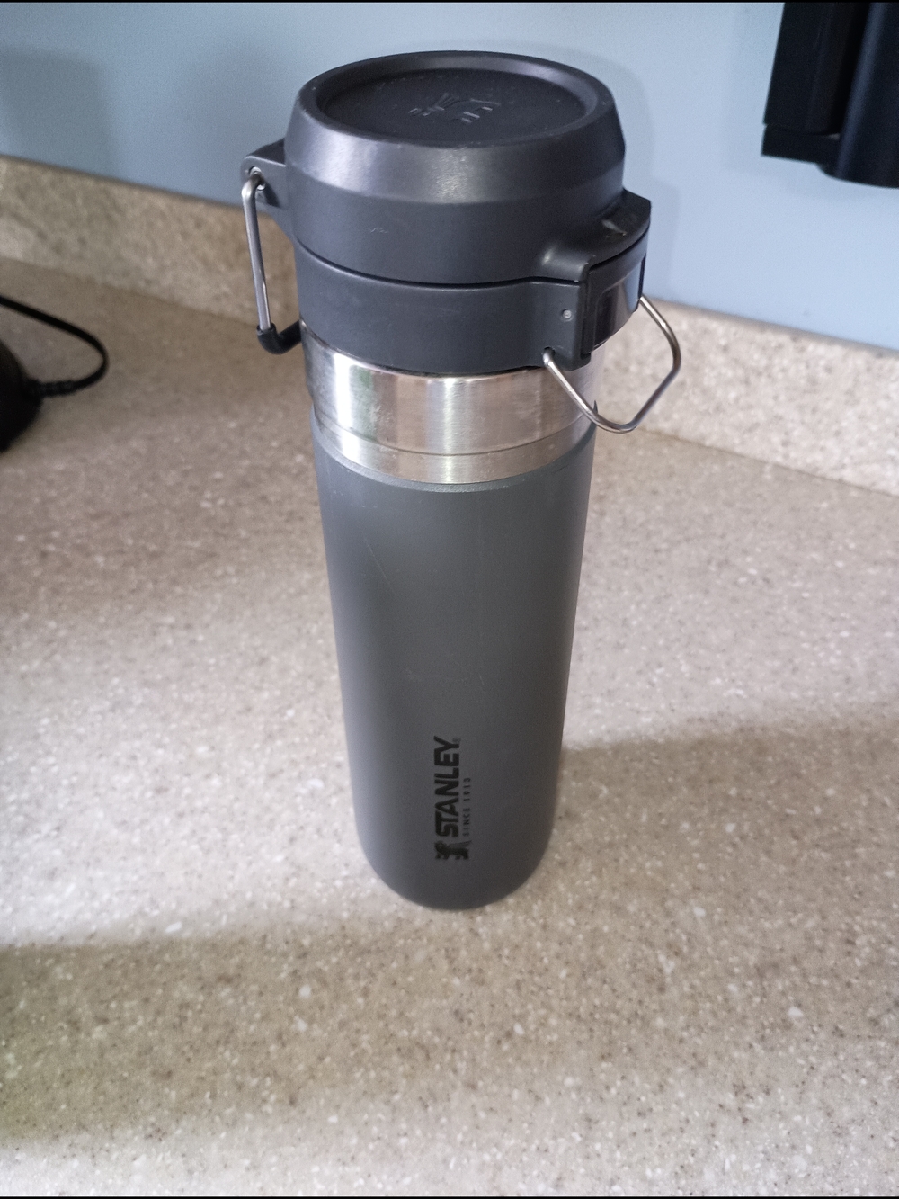 Stanley Dark Gray Stainless Travel Bottle with Flip Lid